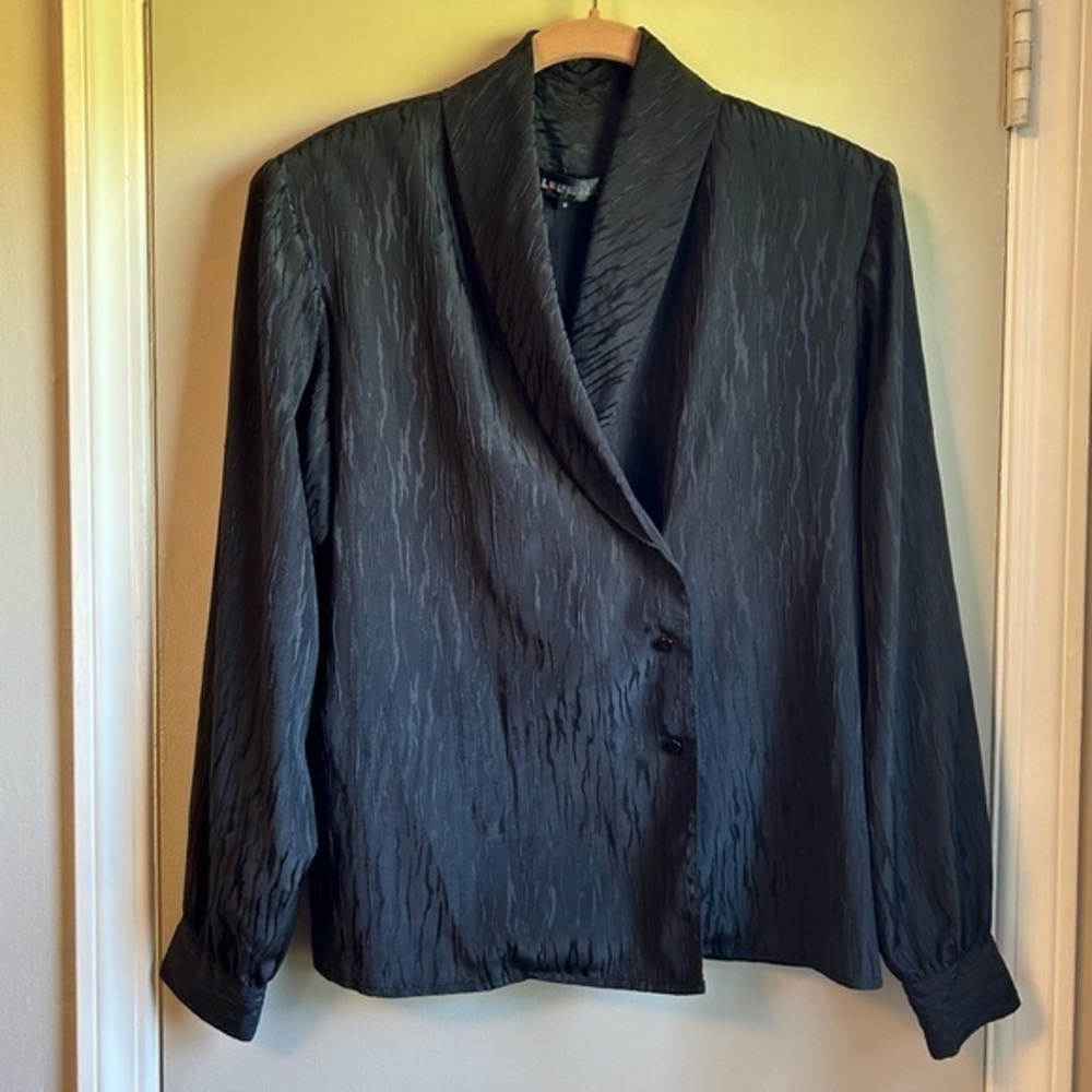 Vintage Loubella 80s Long Sleeve Black Zebra Stripe Women’s Blouse Sz 6